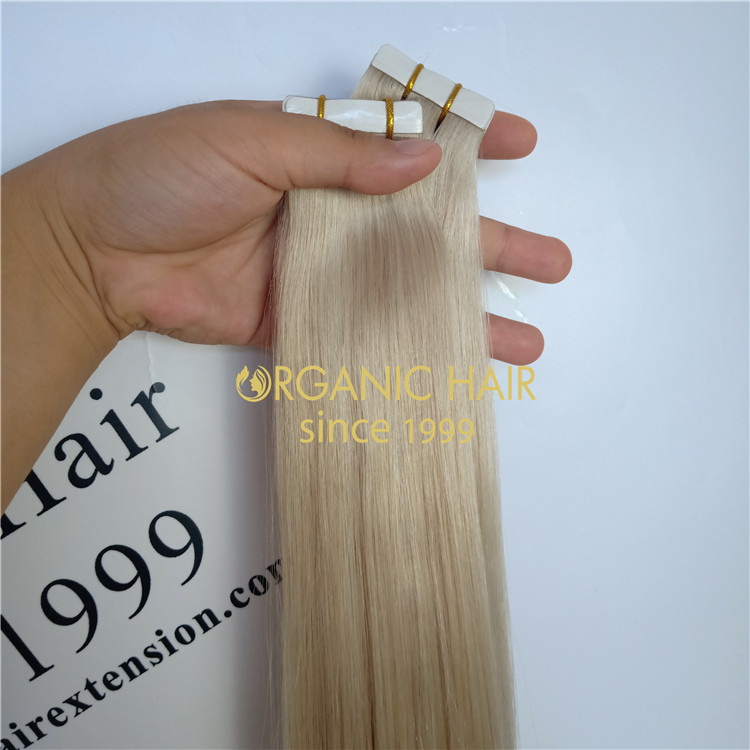 Blonde color full cuticle hair tape hair extensions  A84